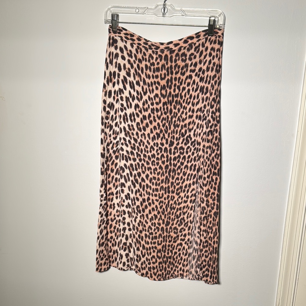 H&M Cream and Brown Midi Slip Skirt for Night Out